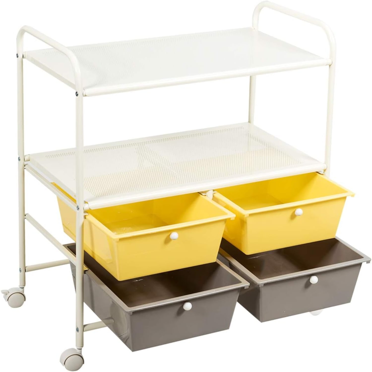 3 Tier Cart Rolling Cart W/4 Drawers 2 Shelves Trolley with Handles and ...