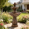 thumbnail image 1 of 3-Tier Cascading Outdoor Water Fountain, Bird Bath Waterfall Fountain, Freestanding Fountain with Pump for Garden Yard, 1 of 8