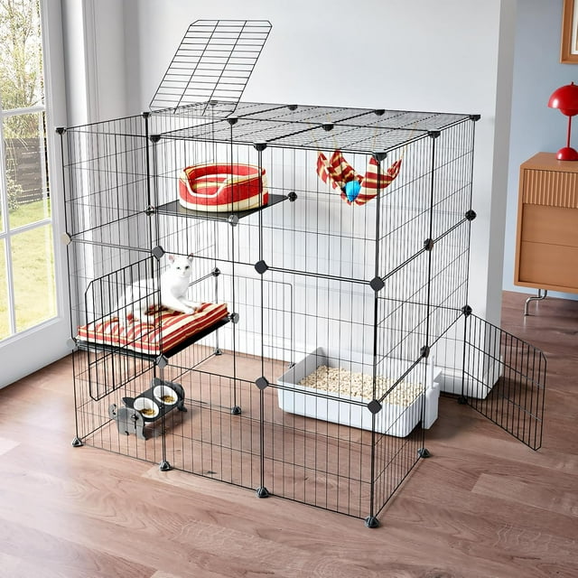 3Tier Cat Cages Indoor Enclosure DIY Cat Playpen Catio Detachable