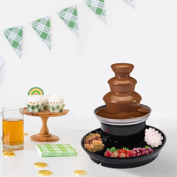 3-Tier Chocolate Fondue Fountain, 25W Electric Chocolate Fountain Machine, 1lbs Capacity Detachable Chocolate Fondue Machine with Food Tray & Forks, Small Chocolate Warmer for Wedding Party Banquet