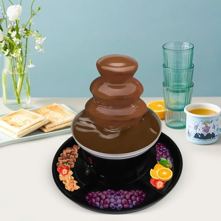 3-Tier Chocolate Fountain Machine – Stainless Steel Electric Fondue Fountain for Parties, 1lb Capacity with Pure Copper Motor, Easy to Clean, Includes 5 Forks & Food Tray – Perfect for Birthdays