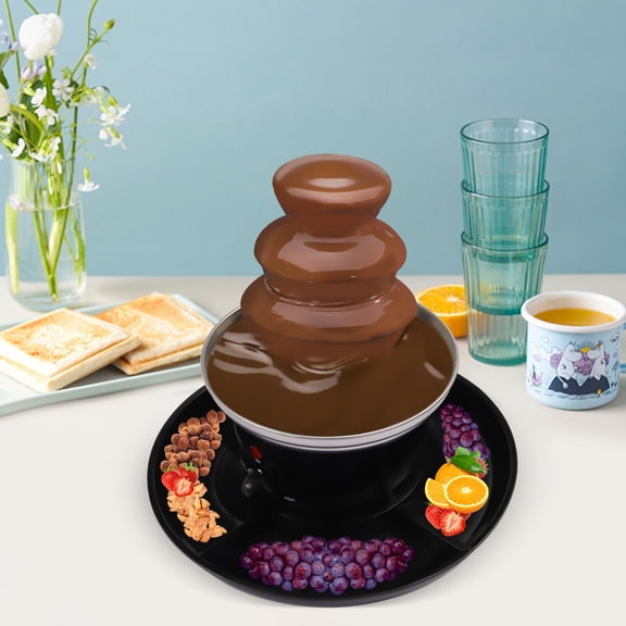 3-Tier Chocolate Fountain Machine  Stainless Steel Electric Fondue Fountain for Parties, 1lb Capacity with Pure Copper Motor, Easy to Clean, Includes 5 Forks & Food Tray  Perfect for Birthdays