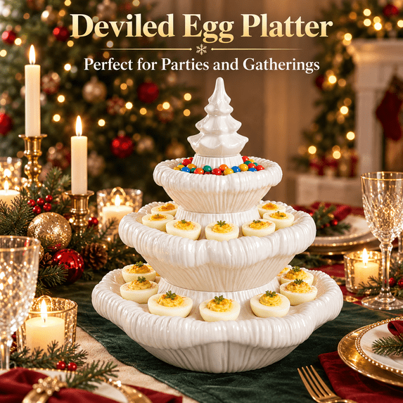 3-Tier Christmas Serving Tray, Tree-Shaped Plastic Food Display with ...