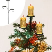 3-Tier Christmas Tree Topper Candelabra – Black Metal Candle Holder for Indoor, Holiday Candlestick Stand Decor Bedroom Kitchen or Entryway
