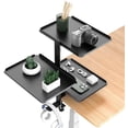 thumbnail image 1 of 3 Tier Clamp On Desk Shelf - Over Or Under Table Clamp,with Adjustable Metal Storage Tray Headphone Stand with No Drill Installation, for Home Office, Gaming Devices,Storage Tray,and More, 1 of 7