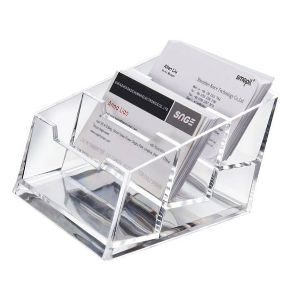 3-Tier Clear Acrylic Business Card Holder - Desktop Display Stand with 3 Slots for Office,Reception,and Conference Use,1 Pcs