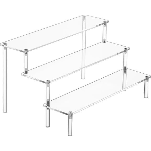 3 Tier Clear Acrylic Display Stand Risers,Display Case,Clear Tabletop Display Shelf,Perfume Organizer Stand,Display Shelf for Decoration And Organizer,Cupcake, Cosmetics & Home Decoration