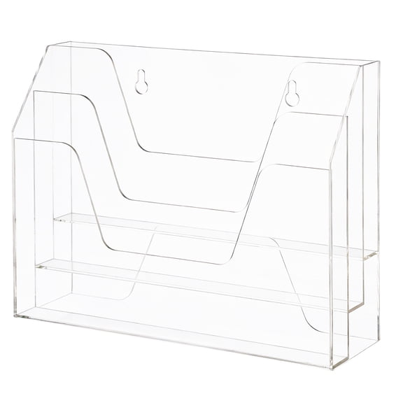 3-Tier Clear Acrylic File Organizer, Desktop & Wall Mount Document Holder for A4/Letter Size Papers