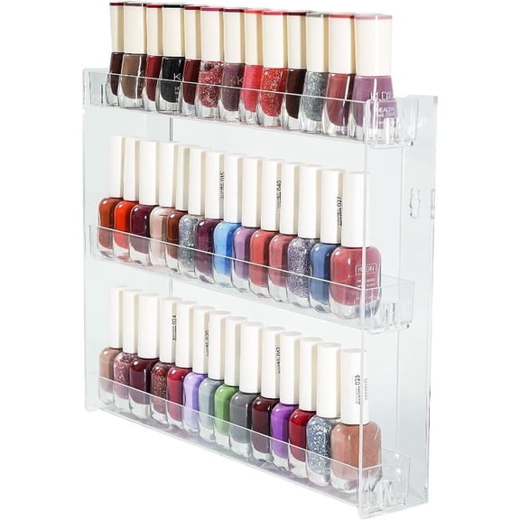 3Tier Clear Acrylic WallMount Organizer Shelf, Storage Rack for Nail Polish, Sunglasses and Essential Oils