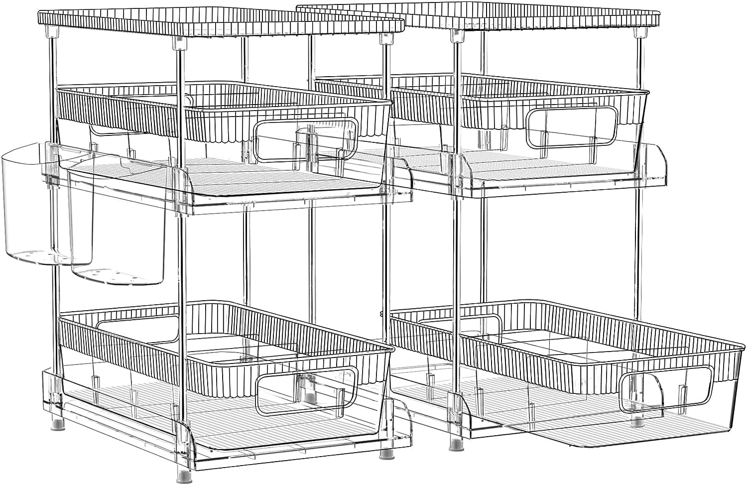 3 Tier Clear Bathroom Organizer 2 Pack,Under Sink Organizers Clear