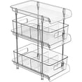 thumbnail image 1 of 3 Tier Clear Bathroom Organizer with Dividers, Multi-Purpose Pull-Out Pantry Organization and Storage, Under Sink Closet Organizers and Storage, Vanity Skincare Cosmetic Organizer Medicine Bins, 1 of 7