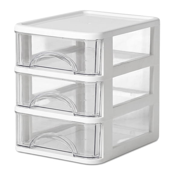 3-Tier Clear Plastic Desk Organizer with Drawers Small Storage Drawers for Office, Craft, and Supplies