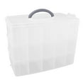 thumbnail image 1 of 3-Tier Clear Stackable Plastic Storage Organizer with Carry Handle, 30 Customizable Divided Compartment Box for Hobby Craft & Small Supply Storage, 1 of 8