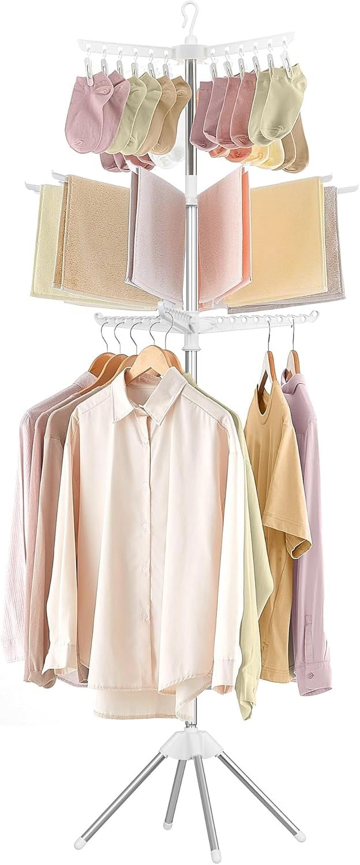 3-Tier Clothes Drying Rack, 82.7-Inch Folding Laundry Drying Rack with ...