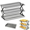 thumbnail image 1 of 3 Tier Collapsible Cooling Rack Adjustable Baking Rack, Stackable Wire Cooling Shelf Multi Setting Design, Kitchen Oven Roasting Cooling Rack, Baking Cooling Rack for Cookies Cakes Pastries, 1 of 9
