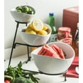 thumbnail image 1 of 3 Tier Collapsible Serving Stand with Oval Porcelain Bowls, Sturdy Metal Frame, Easy to Clean, 1 of 8