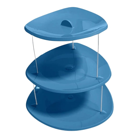 3-Tier Collapsible Serving Tray with Decorative Design, Foldable Tiered Serving Stand for Snacks Salad Fruit Cake Sandwiches, Space Saving PP Dessert Rack for Party Wedding Birthday Family Gathering