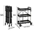 3Tier Collapsible Utility Cart, Portable Cart with 360° Swivel Wheels