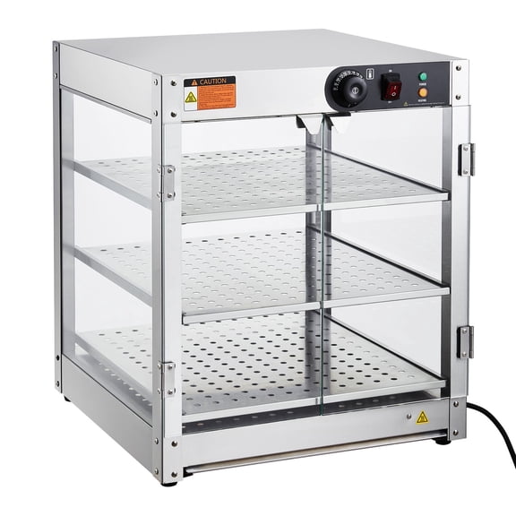 3 Tier Commercial Food Warmer Display 800W 86 185 F Light 90L Large Capacity Restaurant Countertop Heated Case
