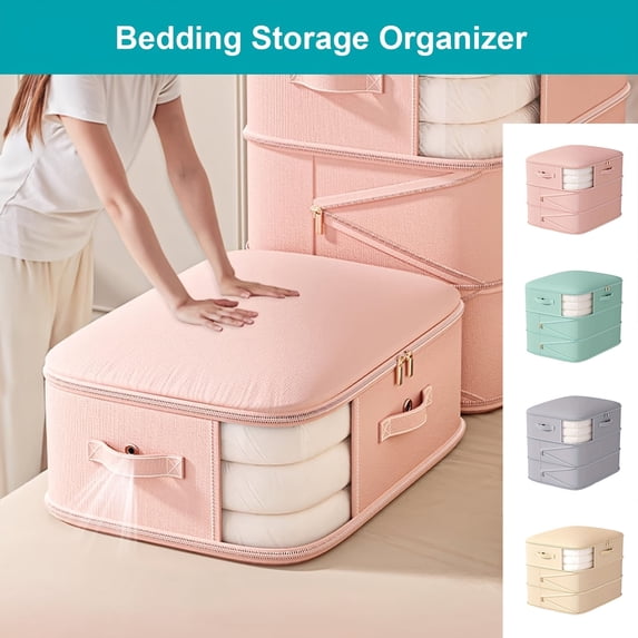 3-Tier Compression Storage Bag with Visual Window, 1-Pack (21.25x16.53x23.62 Inch) - Large Capacity Bedding Organizer for Blankets, Clothes & Seasonal Items Turquoise