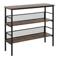thumbnail image 1 of 3-Tier Console Table Industrial Style Storage Metal Wooden Shelf with a Robust Multi-Functional Design & Adjustable Feet, Black, 1 of 9
