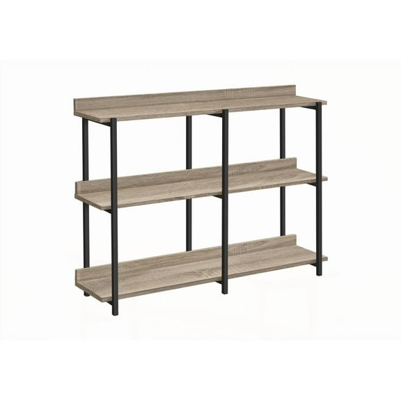 3-Tier Console Table with Dark Taupe Finish & Black Metal Frame | Modern Design