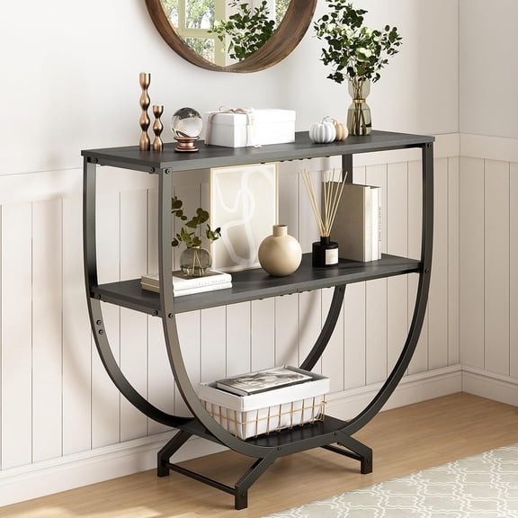 3 Tier Console Tables, 30" Height Entryway Table, Sofa Table Behind Couch Table, Industrial Entryway Furniture Entry Way Table with Storage for Living Room, Hallway, Entrance,