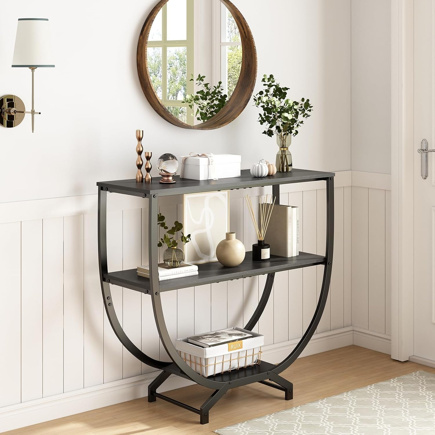 3 Tier Console Tables, 30" Height Entryway Table, Sofa Table Behind ...