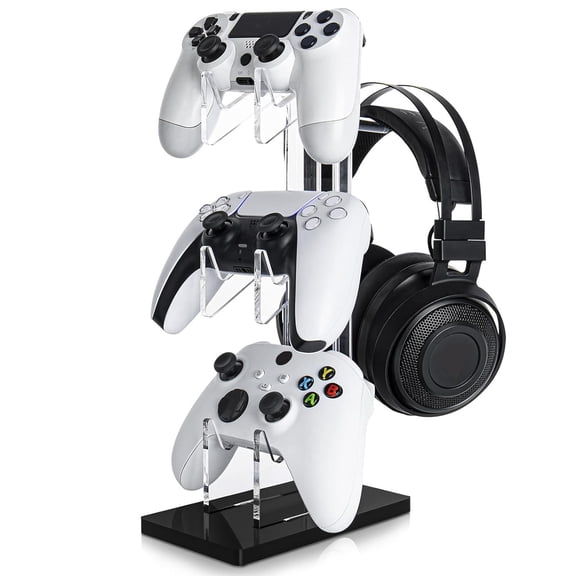 3 Tier Controller Stand and Headset Stand for Xbox One X/Switch/PS4/PS5/PC, Controller Holder Gaming Accessories-Black