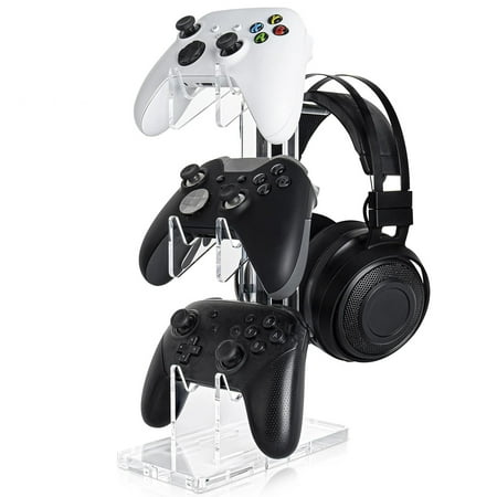 3 Tier Controller Stand and Headset Stand for Xbox One X/Switch/PS4/PS5/PC, Controller Holder Gaming Accessories-Clear