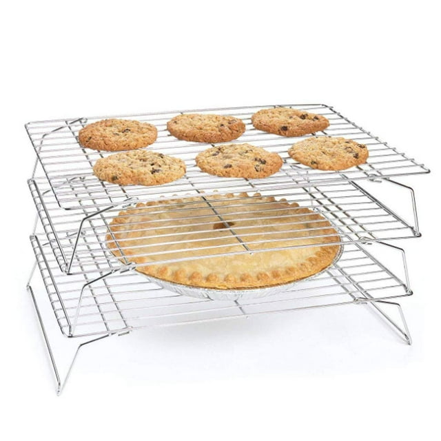 3Tier Cooling Rack,Collapsible Folding Stackable Baking Wire Racks For
