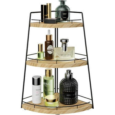 3-Tier Corner Bathroom Counter Organizer, Bathroom Counter Organizer,Wood Countertop Storage Tray for Vanity, Kitchen, Bedroom