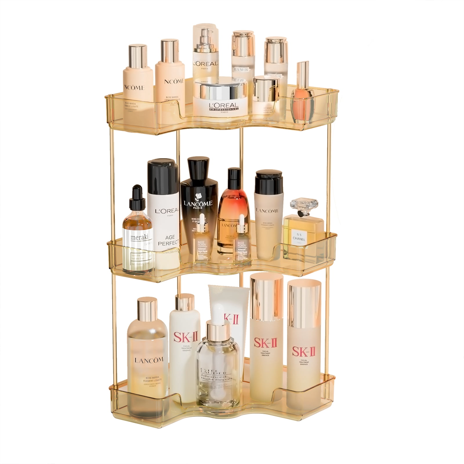 3-Tier Corner Bathroom Counter Organizer, Countertop Perfume Tray and Vanity Organizer, Makeup ...