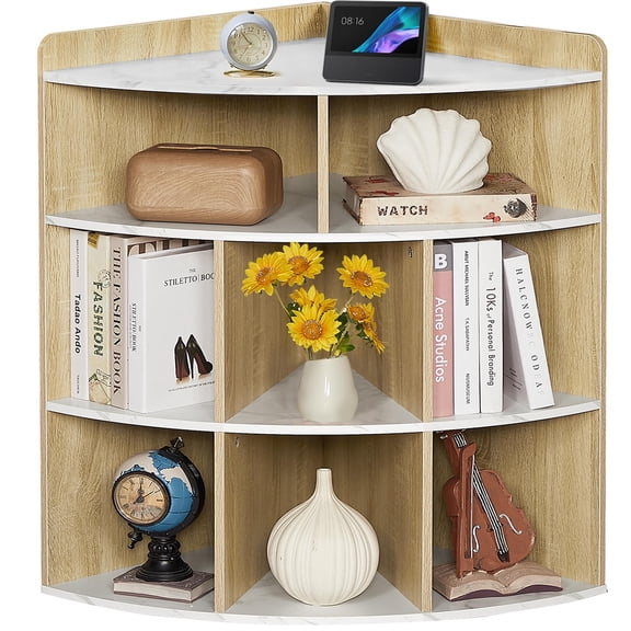 3-Tier Corner Cabinet With 8 Cubbies Wooden Cube Storage Organizer Modern Bookshelf For Living Room Bedroom Standard