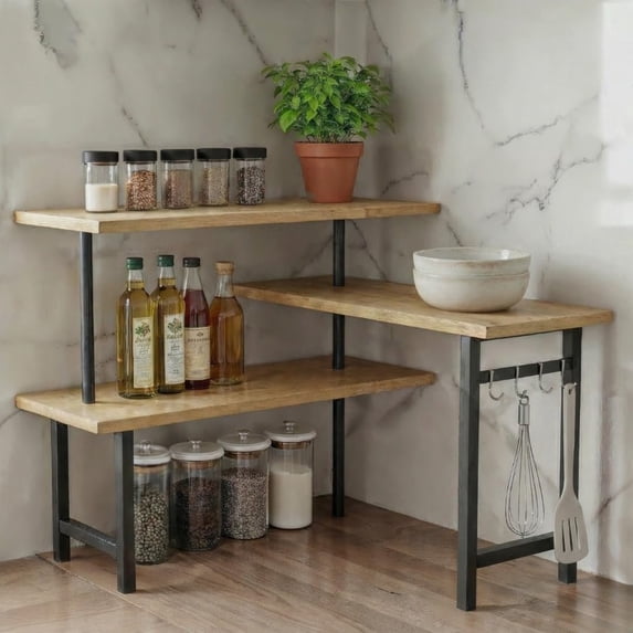 3-Tier Corner Countertop Organizer with Extended Top Tier, Corner Shelf ...