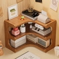 thumbnail image 1 of 3-Tier Corner Desktop Storage Shelf, Multi-Layer Wooden Organizer Rack, Compact Cup Holder & Cosmetic Display Stand for Kitchen Bathroom Office Desk, Coffee Coffee, 1 of 6