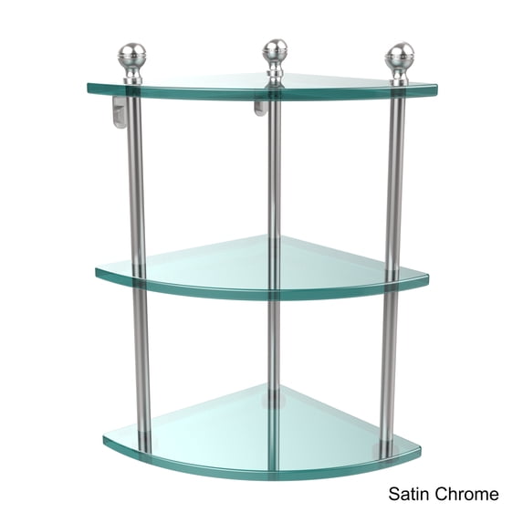 3 Tier Corner Glass Shelf - Satin Chrome