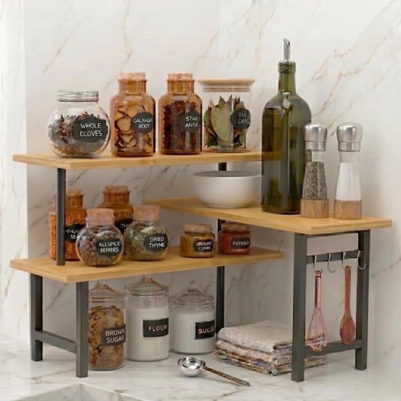 3-Tier Corner Organizer, Steel, Kitchen Coffee Bar Storage