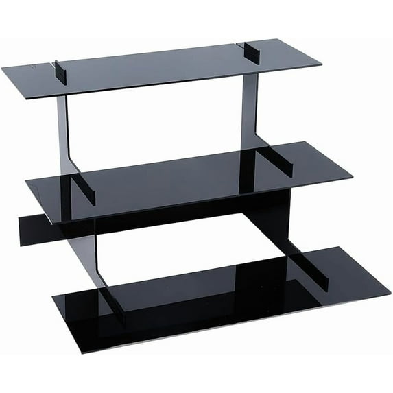 3-Tier Corner Retail Table Display Stand Black Acrylic Display Stand Shelves Rack Countertop Display Shelf for Jewelry Cosmetic Minifigures Organize Display
