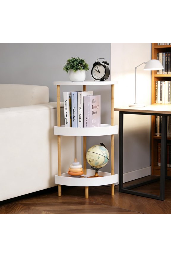 3-Tier  Corner Shelf - No Screws, Twist & Lock Assembly in 5 Mins, 5-Layer Lacquer Finish, Sturdy & Anti-Tip Design for Kitchen, Bathroom, Living Room, Easy to Clean