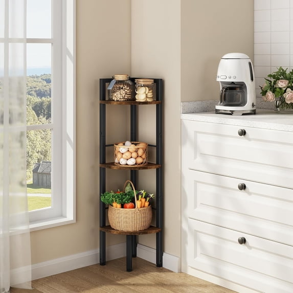 3 Tier Corner Shelf Stand 39.6 Inch Industrial Display Shelving Unit ...