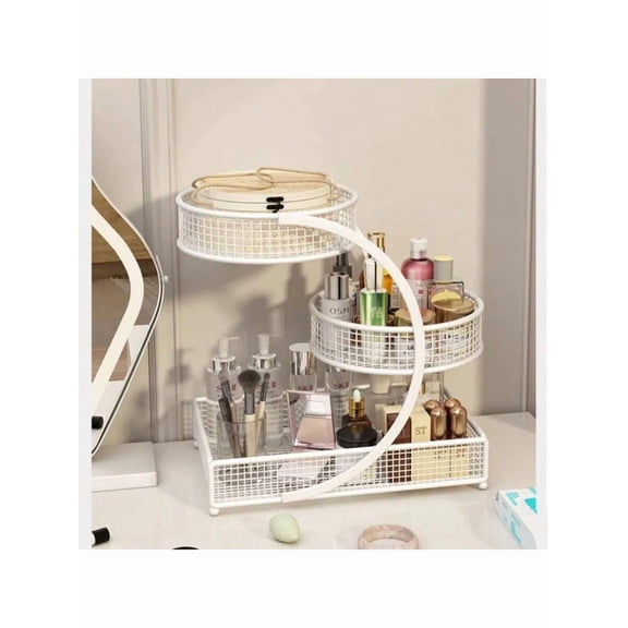 3-Tier Cosmetic Storage Rack, No Assembly Required, Bathroom Countertop Organizer for Makeup, Lipsticks, Dressing Table & Home Decor Gift