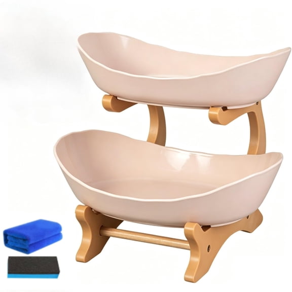3 Tier Countertop Fruit Basket Organizer, Kitchen Countertop Organizer Stand Oval Rack for Vegetable Storage Produce Holder Snack Display Serving Tray for Home Buffet Decor