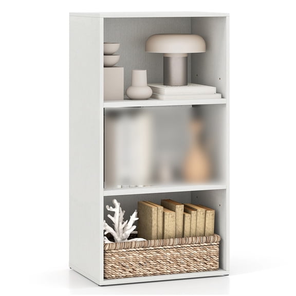 3-Tier Cube Bookcase, Modern Open Bookshelf with Adjustable Shelves, Floor Standing Cubby Storage for Living Room, Study, Home Office, White