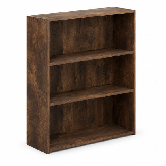 3-Tier Cube Storage Bookcase with Open Shelves, 7 x 24 x 26 Inches, Amber Pine, for Home Office Living Room Bedroom