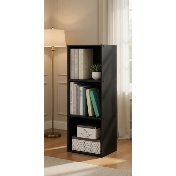 3-Tier  Cube Storage Organizer - Open Bookshelf with 3 Spacious Compartments for Books, Decor, and Display - Modern Freestanding Shelf Unit for Living Room, Bedroom, Office