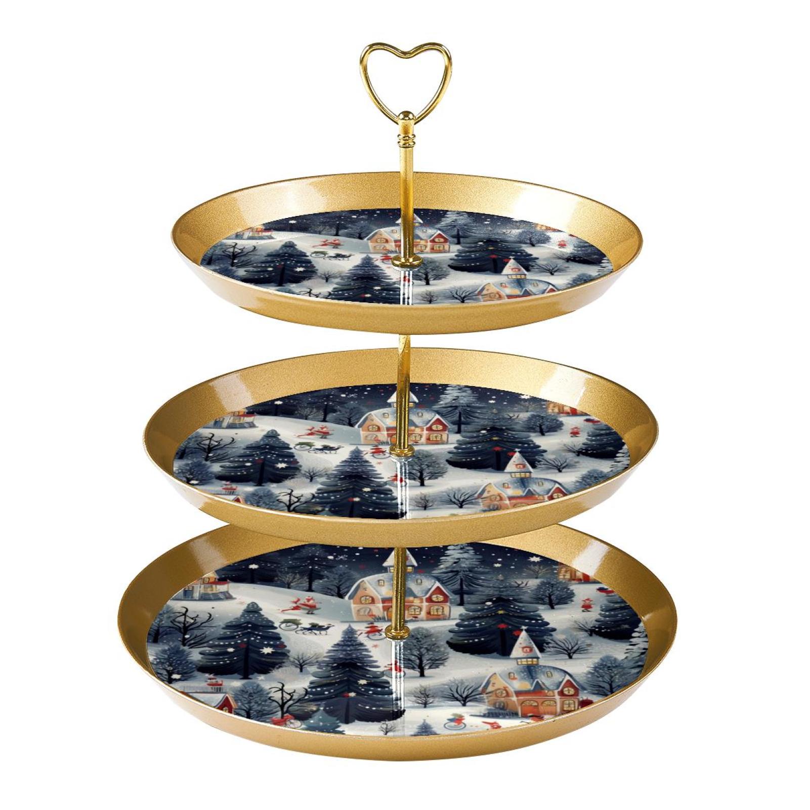 3 Tier Cupcake Holder with Tiered Serving Tray Merry Chrismas Fruit