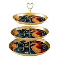 3 Tier Cupcake Holder with Tiered Serving Tray Seahorse Fruit Plate