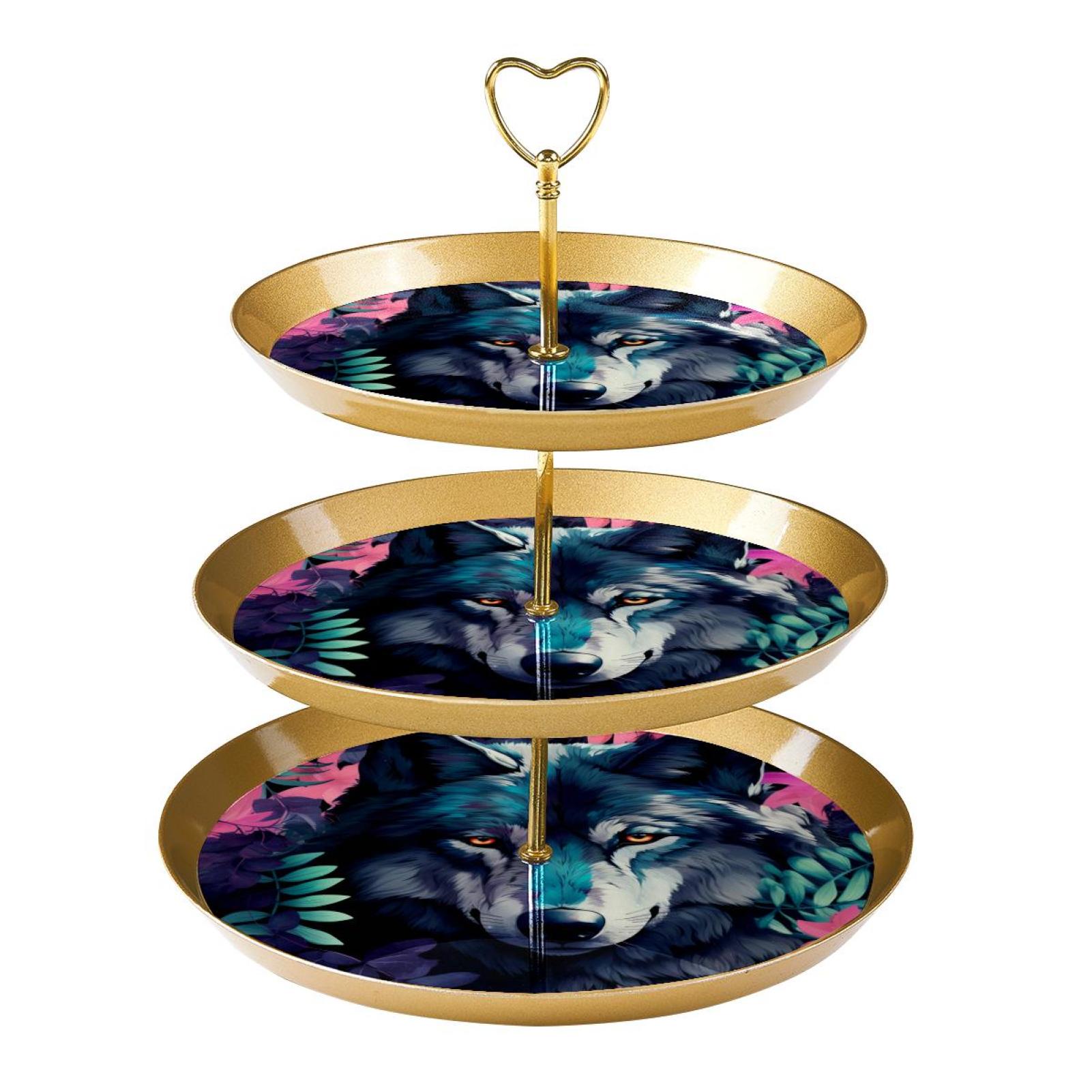 3 Tier Cupcake Holder with Tiered Serving Tray Wolf Fruit Plate Jewelry