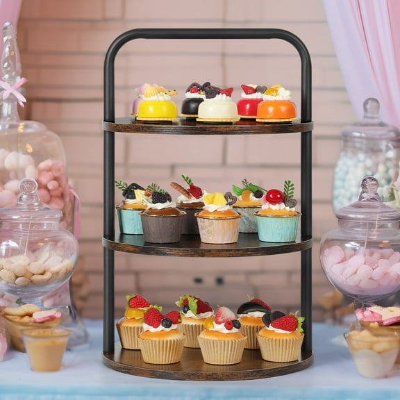 3-Tier Cupcake Stand for 50 Cupcakes, Large Tower-Style Dessert Display & Serving Tray Set, Tiered MDF Cake Stand for Wedding, Birthday, Baby Shower Party Decor